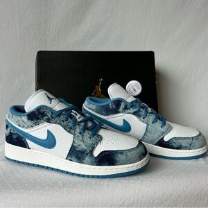 Air Jordan Low Blue and White Denim Sneakers
